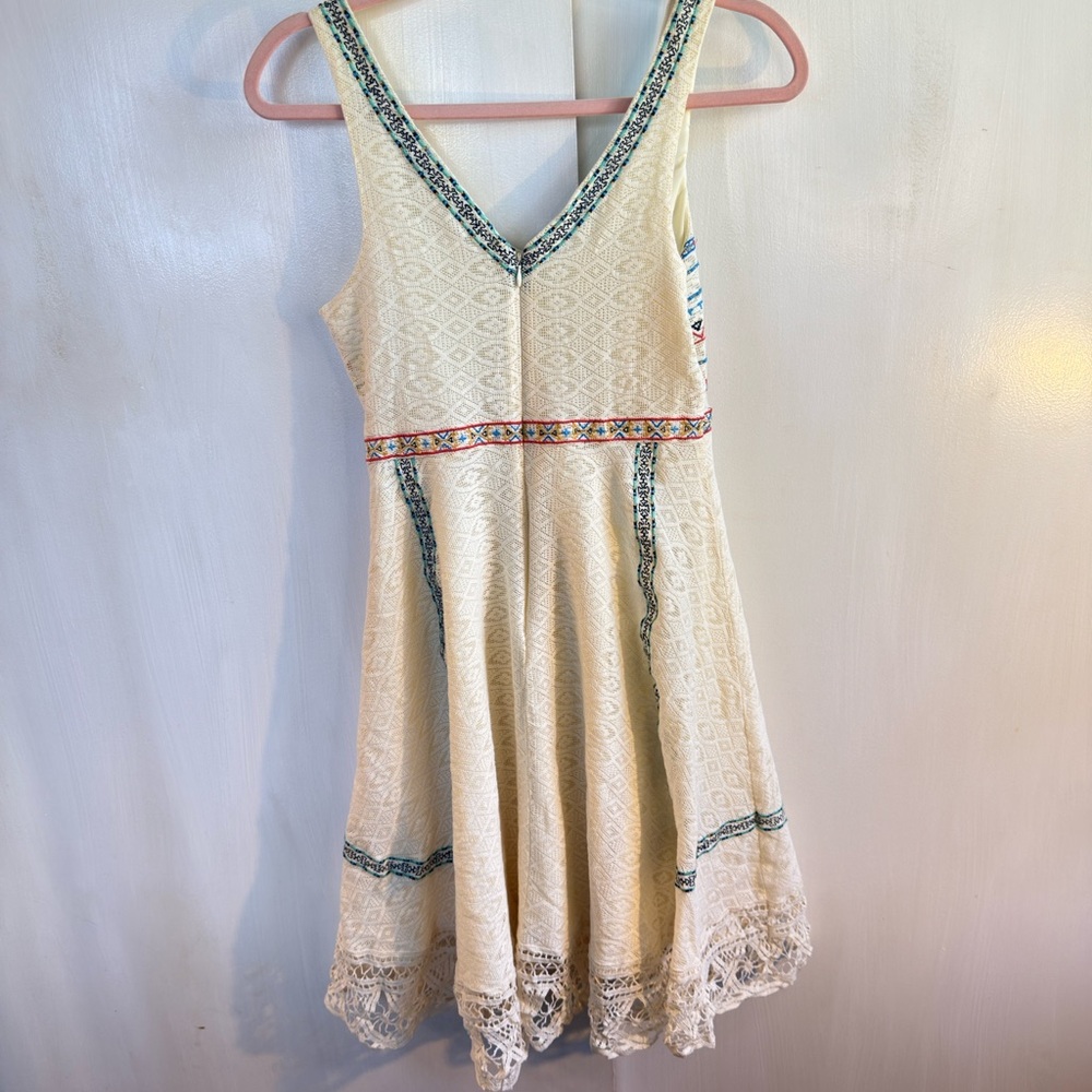 Anthropologie Champagne & Strawberry Embroidered Dress - Picture 4 of 4